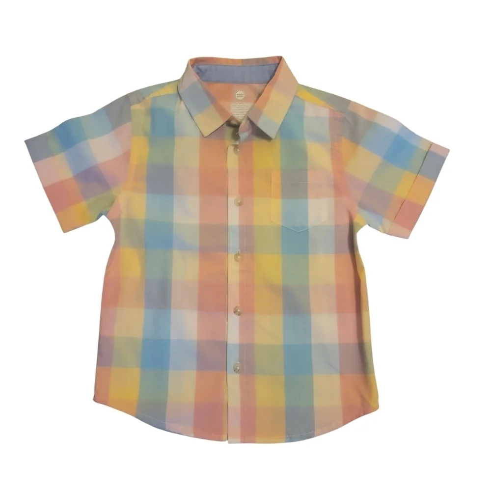 Carter's Multicolor Plaid Shirt and Orange Shorts Set